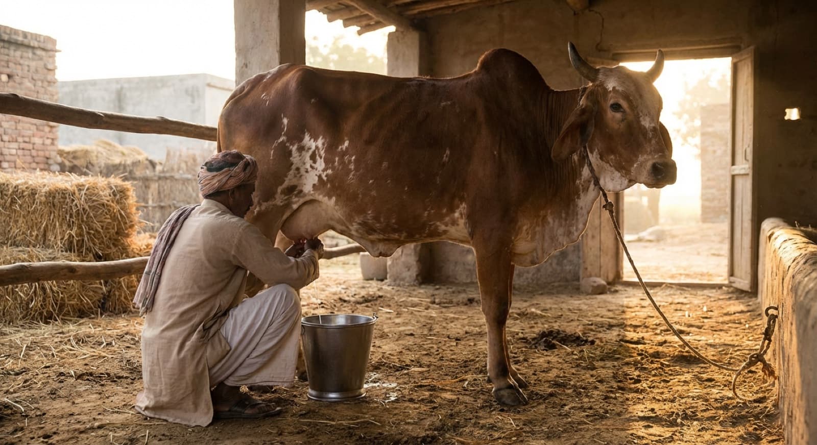 Traditional cow worship ceremony