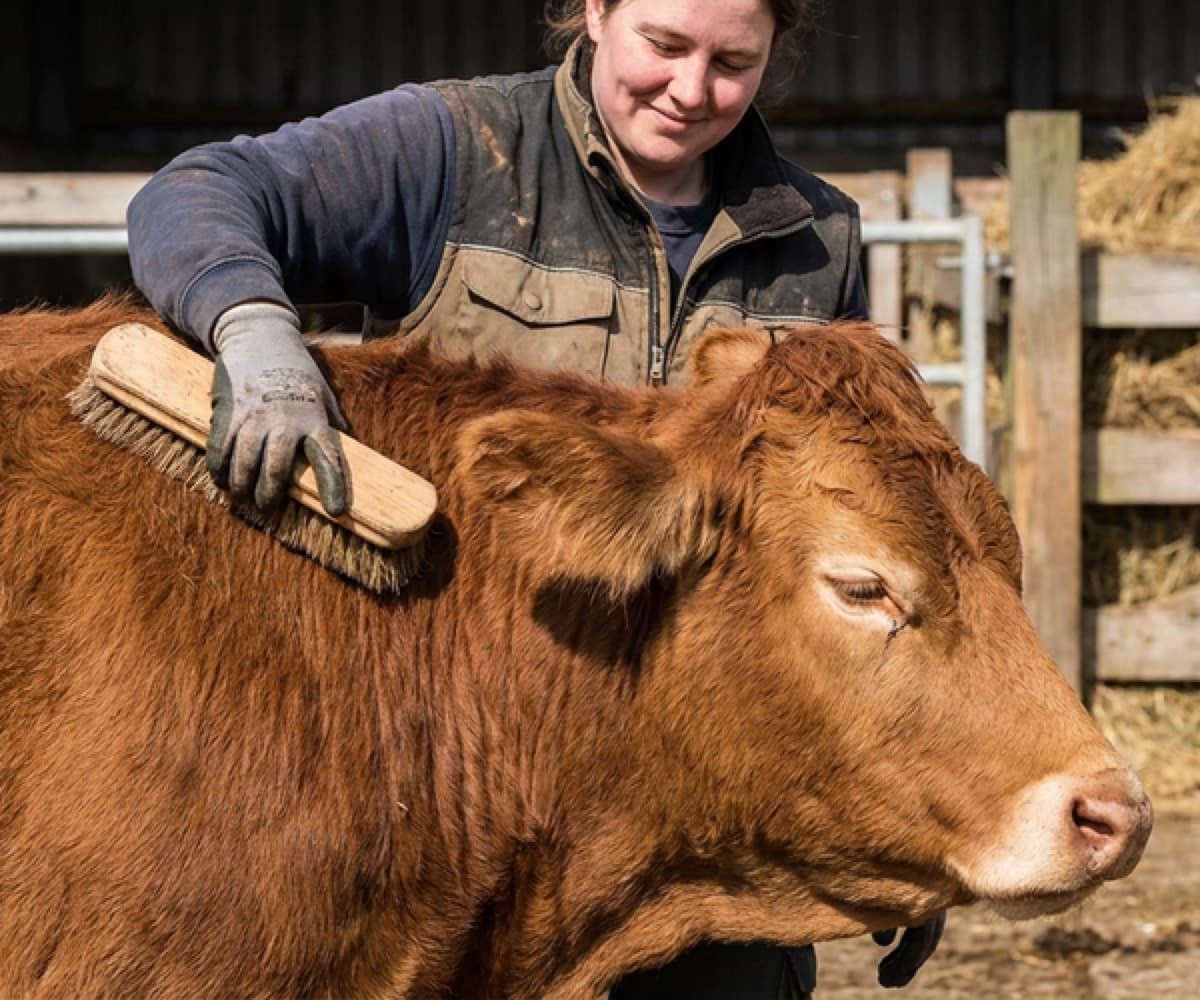 Young calf nursing from its mother cow in a natural and tender scene of maternal care and bonding